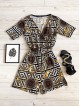 Salopeta dama casual scurta neagra cu imprimeu zig-zag