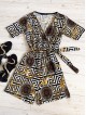 Salopeta dama casual scurta neagra cu imprimeu zig-zag