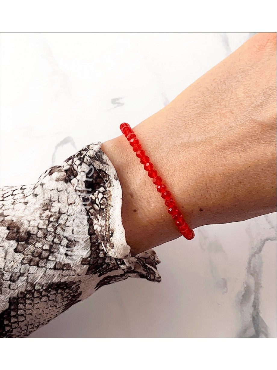 Bratara dama elastica cu margele rosii