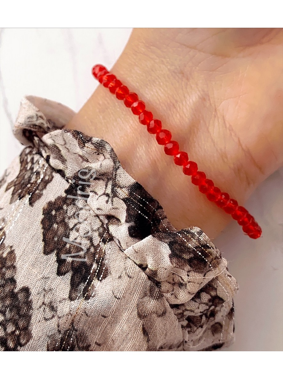 Bratara dama elastica cu margele rosii
