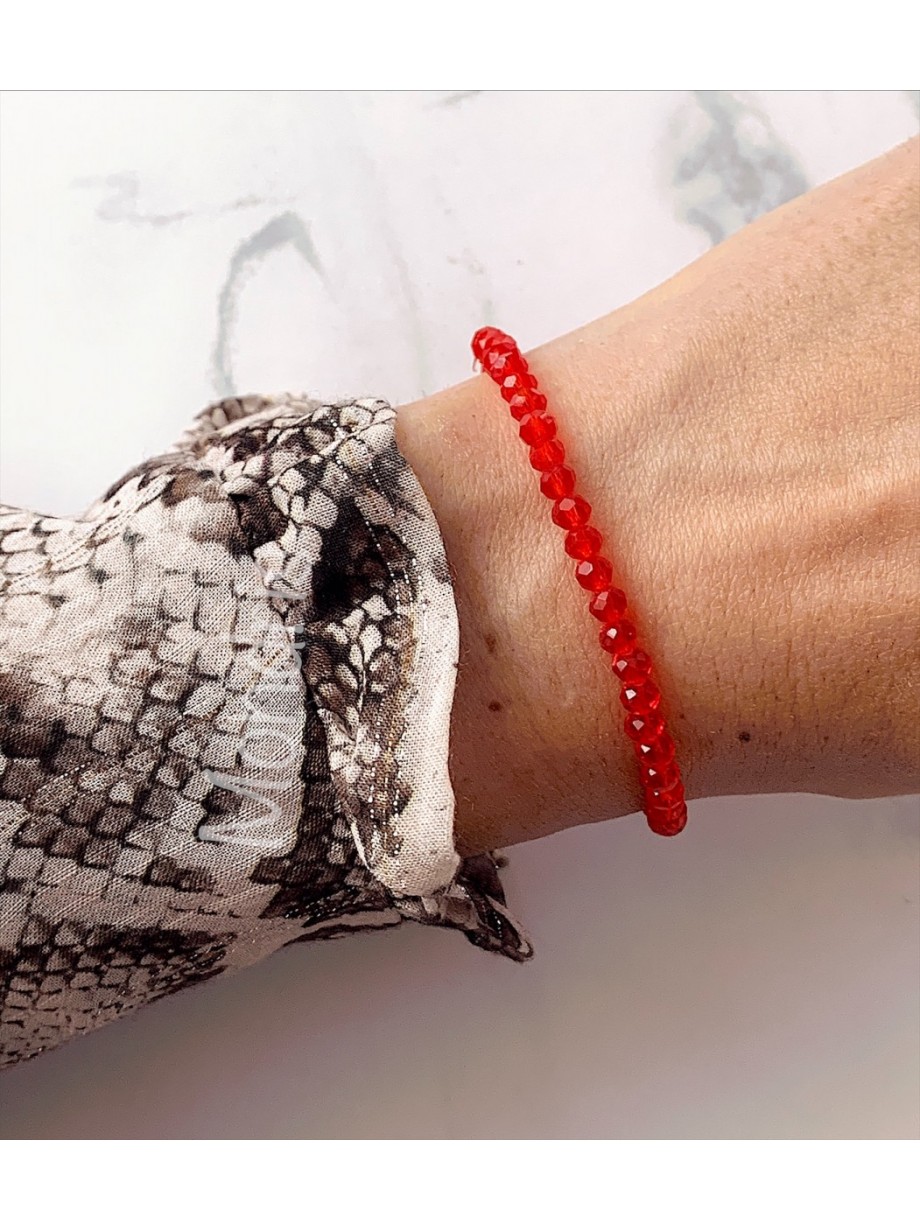 Bratara dama elastica cu margele rosii