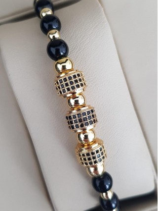 Bratara dama model deosebit cu margele bleumarin si forme cu pietricele stralucitoare