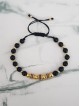 Bratara dama model deosebit cu margele negre si 3 cercuri cu pietricele negre