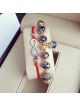 Set 2 Bratari Elegante infinit cu snur rosu si margele bleumarin cu detalii aurii 