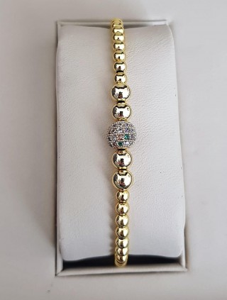 Bratara dama model deosebit cu margele aurii si biluta cu pietricele stralucitoare