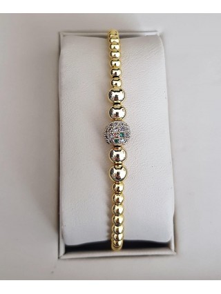 Bratara dama model deosebit cu margele aurii si biluta cu pietricele stralucitoare