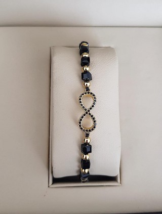 Bratara dama model deosebit cu margele negre si infinit cu pietricele stralucitoare