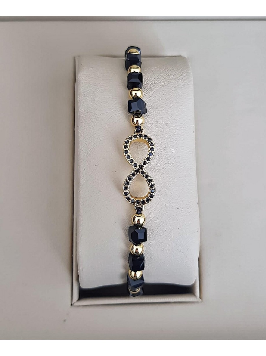 Bratara dama model deosebit cu margele negre si infinit cu pietricele stralucitoare