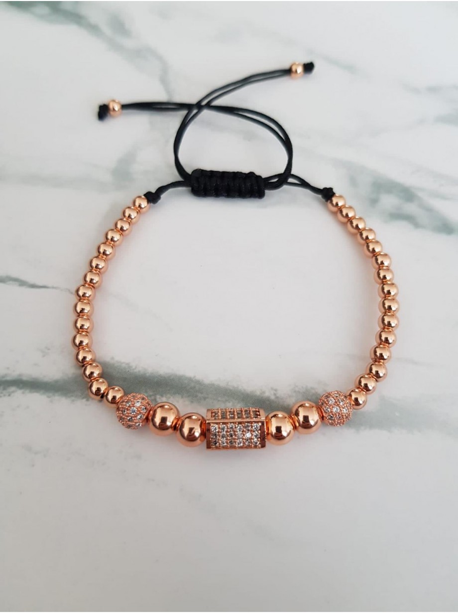 Bratara dama model deosebit cu margele roze si forme cu pietricele stralucitoare