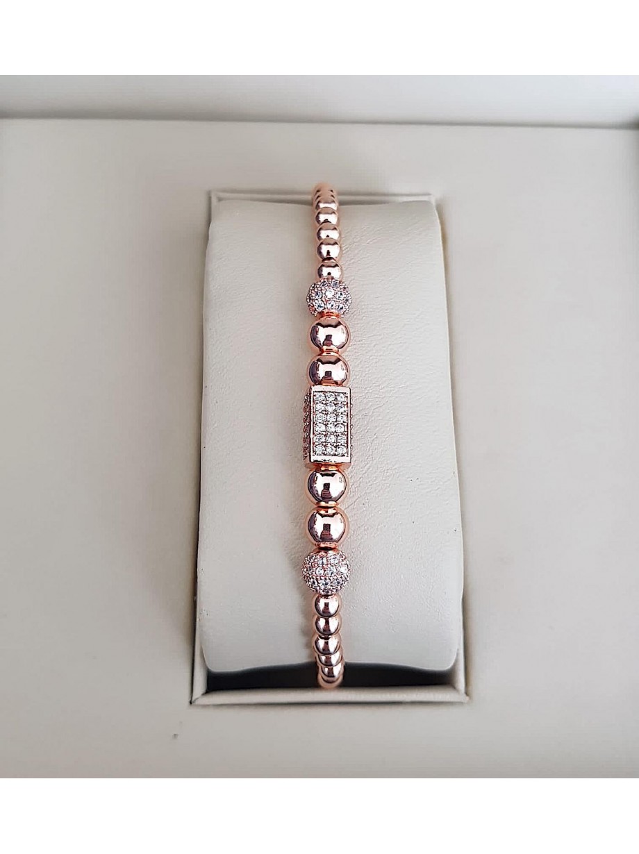 Bratara dama model deosebit cu margele roze si forme cu pietricele stralucitoare