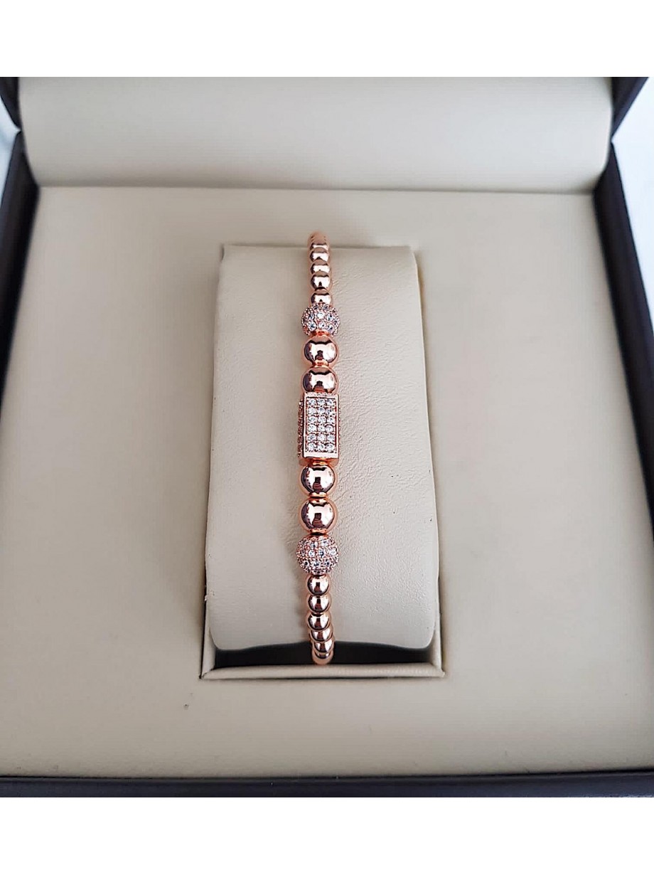 Bratara dama model deosebit cu margele roze si forme cu pietricele stralucitoare