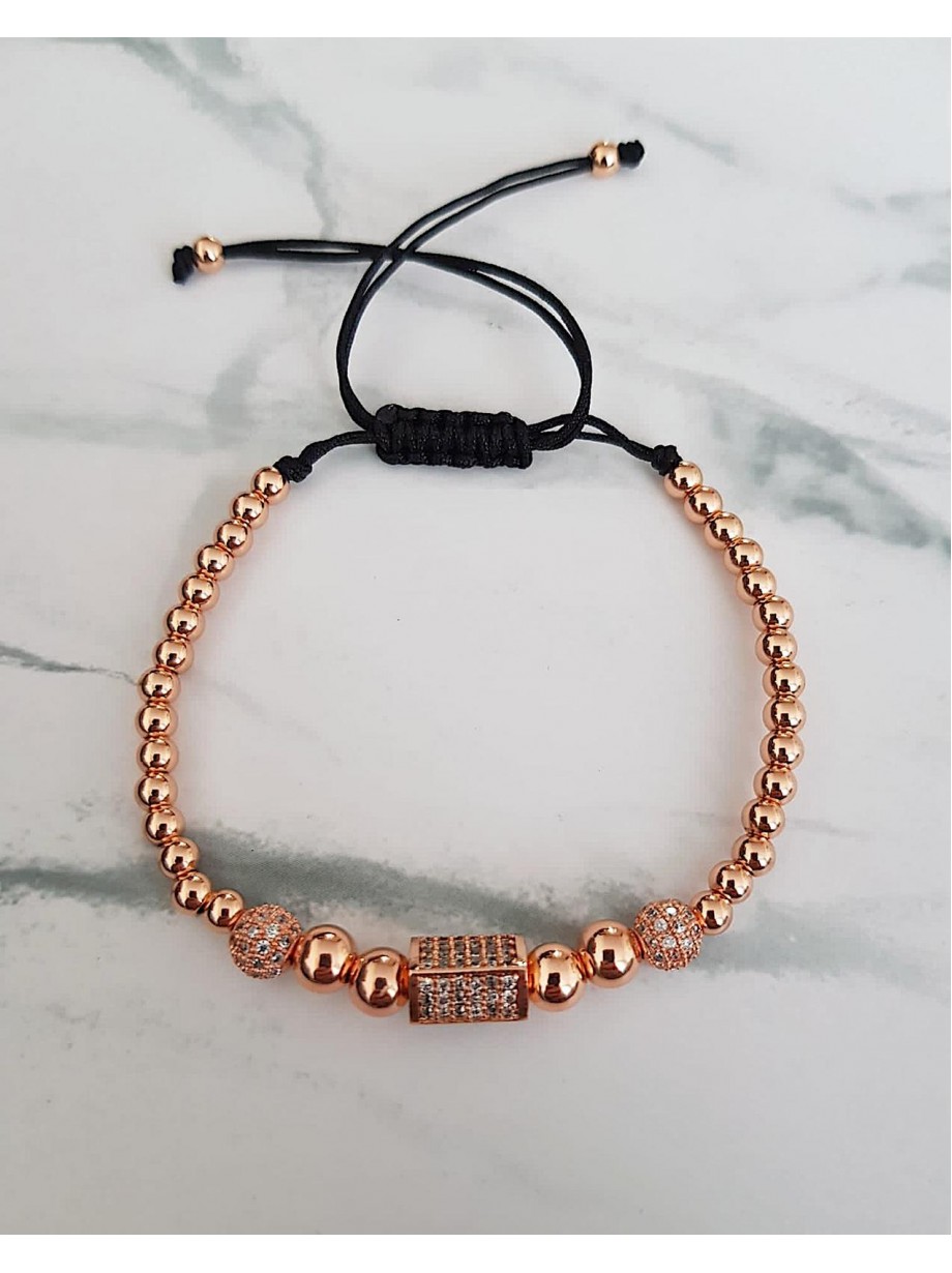 Bratara dama model deosebit cu margele roze si forme cu pietricele stralucitoare