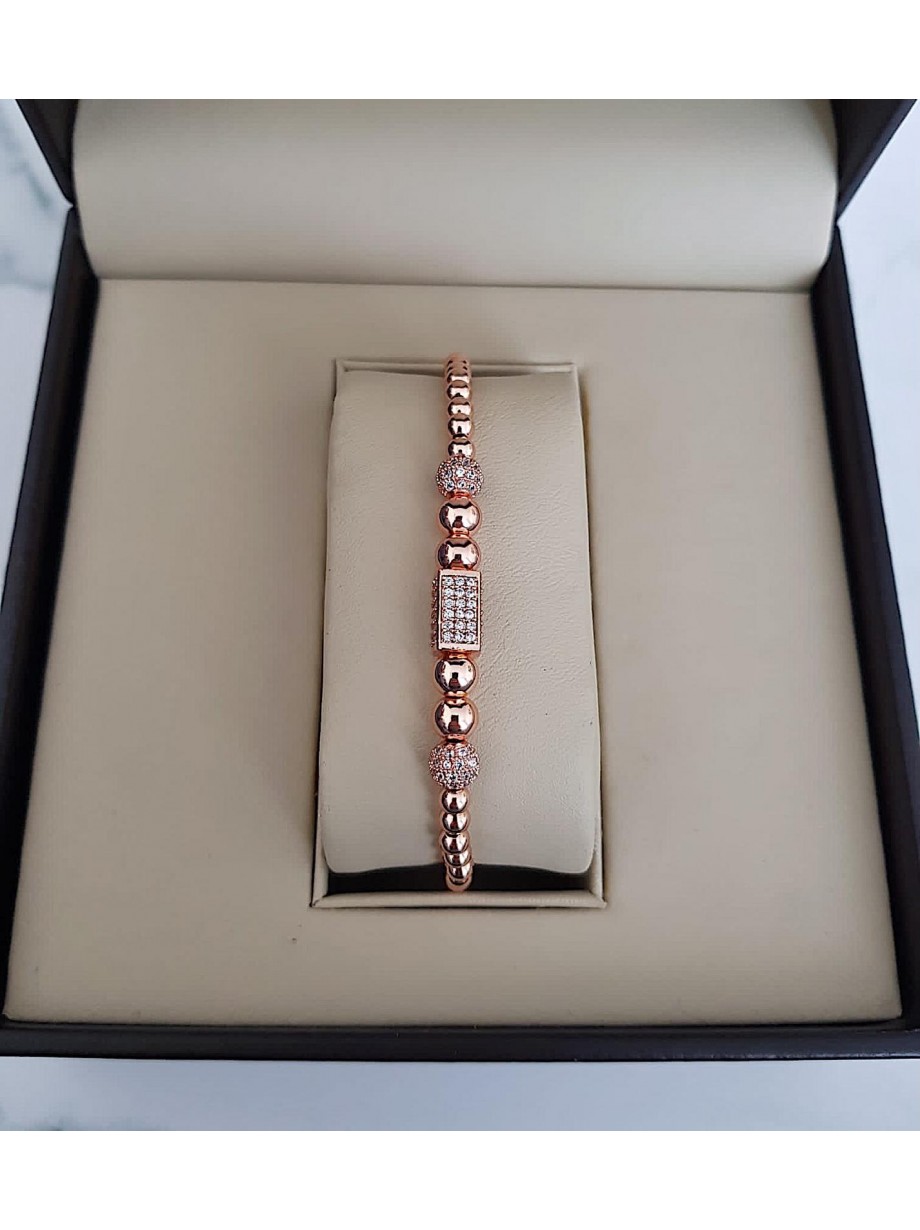 Bratara dama model deosebit cu margele roze si forme cu pietricele stralucitoare