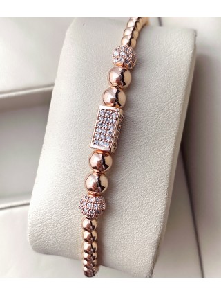 Bratara dama model deosebit cu margele roze si forme cu pietricele stralucitoare