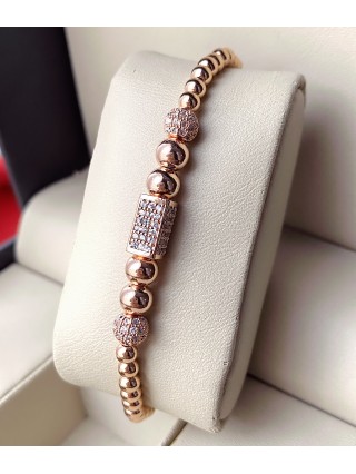Bratara dama model deosebit cu margele roze si forme cu pietricele stralucitoare