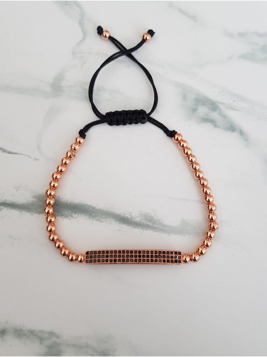 Bratara dama model deosebit cu margele roze si forma cu pietricele negre