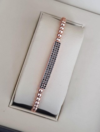 Bratara dama model deosebit cu margele roze si forma cu pietricele negre