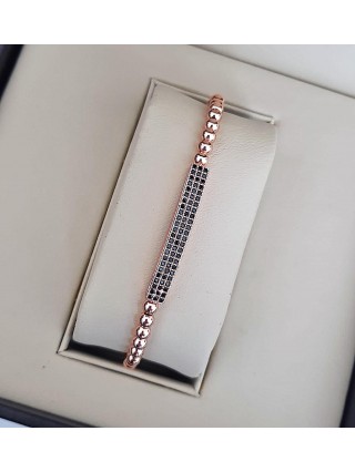 Bratara dama model deosebit cu margele roze si forma cu pietricele negre