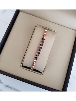 Bratara dama model deosebit cu margele roze si forma cu pietricele negre