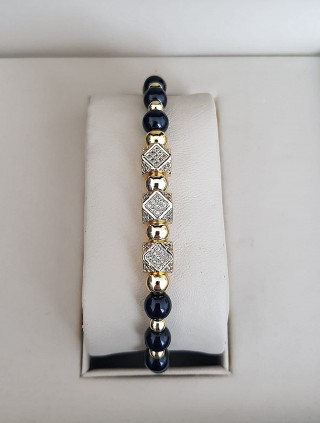 Bratara dama model deosebit cu margele negre si romburi cu pietricele stralucitoare