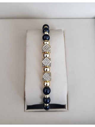 Bratara dama model deosebit cu margele negre si romburi cu pietricele stralucitoare