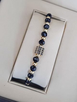 Bratara dama model deosebit cu margele negre si cerc cu pietricele negre