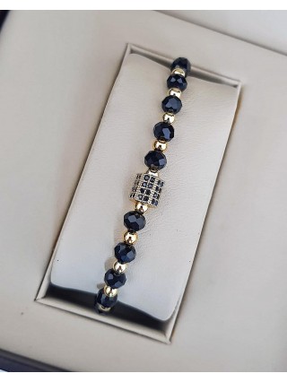 Bratara dama model deosebit cu margele negre si cerc cu pietricele negre