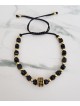 Bratara dama model deosebit cu margele negre si cerc cu pietricele negre