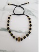 Bratara dama model deosebit cu margele negre si cerc cu pietricele negre