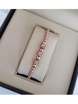 Bratara dama model deosebit cu margele roze si 3 cercuri cu pietricele stralucitoare