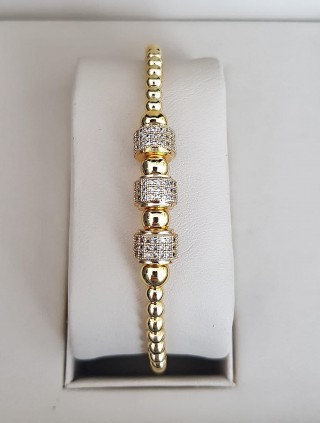 Bratara dama model deosebit cu margele aurii si cercuri cu pietricele stralucitoare