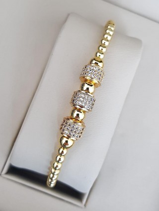 Bratara dama model deosebit cu margele aurii si cercuri cu pietricele stralucitoare