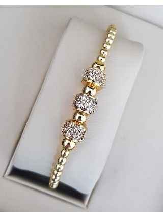 Bratara dama model deosebit cu margele aurii si cercuri cu pietricele stralucitoare