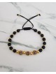 Bratara dama model deosebit cu margele negre si 3 bilute cu pietricele negre 
