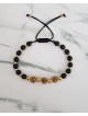 Bratara dama model deosebit cu margele negre si 3 bilute cu pietricele negre 