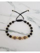 Bratara dama model deosebit cu margele negre si 3 bilute cu pietricele negre 