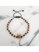 Bratara dama model deosebit cu margele aurii si negre si coroana cu petricele negre
