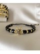 Bratara dama model deosebit cu margele negre si coroana cu pietricele negre