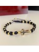 Bratara dama model deosebit cu margele negre si cruce cu pietricele negre
