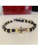 Bratara dama model deosebit cu margele negre si cruce cu pietricele negre