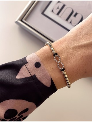 Bratara dama model deosebit cu margele aurii si infinit cu pietricele stralucitoare