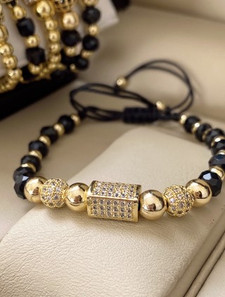 Bratara dama model deosebit cu margele negre si forme cu pietricele stralucitoare