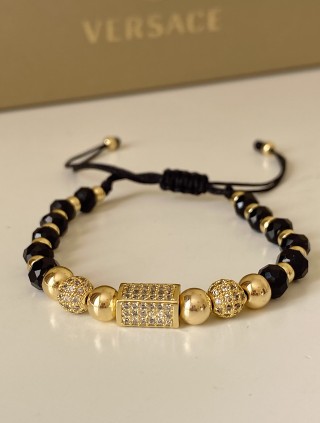 Bratara dama model deosebit cu margele negre si forme cu pietricele stralucitoare