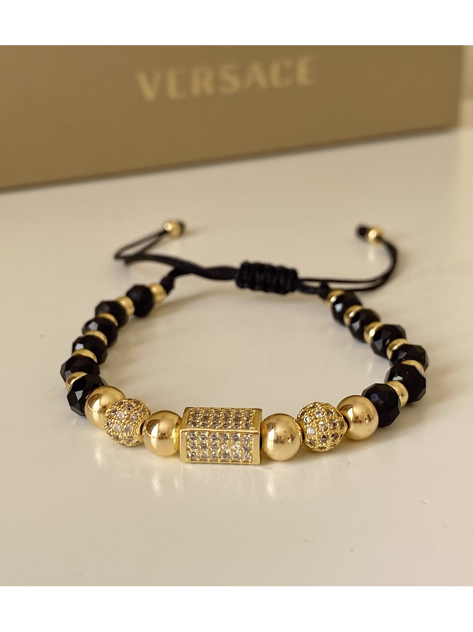 Bratara dama model deosebit cu margele negre si forme cu pietricele stralucitoare