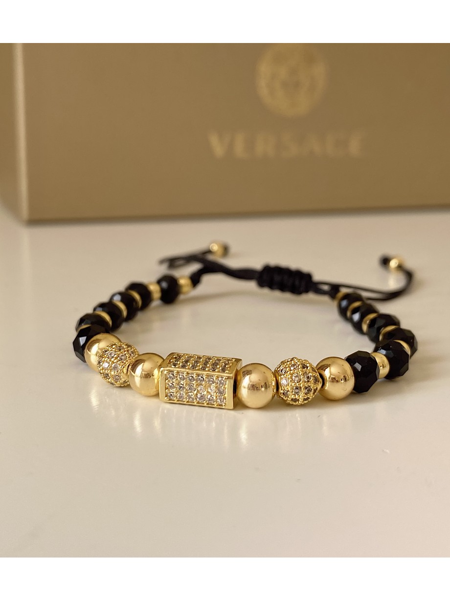 Bratara dama model deosebit cu margele negre si forme cu pietricele stralucitoare