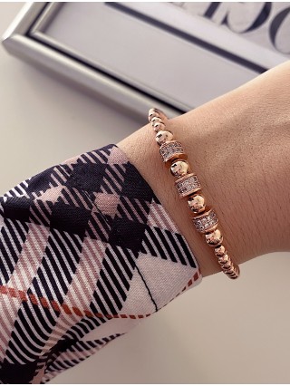 Bratara dama model deosebit cu margele roz si forme cu pietricele roz