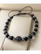 Bratara dama model deosebit cu margele negre si biluta cu pietricele negre