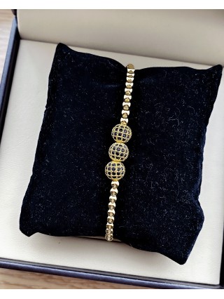 Bratara dama model deosebit cu margele aurii si 3 bilute