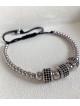 Bratara dama model deosebit cu margele argintii si cercuri cu pietricele negre