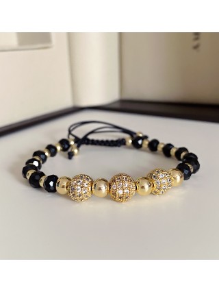 Bratara dama model deosebit cu margele negre si bilute cu pietricele stralucitoare